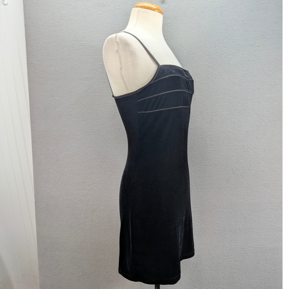 Vtg Byer Too California Mini Dress Sz S Black Velvet Spaghetti Strap Square Neck - Picture 4 of 11